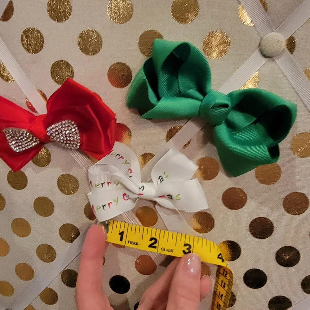 Kids Christmas Bow Set - Green, Red, White